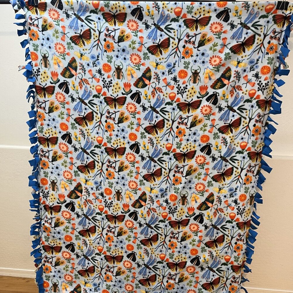 Multi-color Floral Double-Sided Fleece Throw Blanket #27 (48in W X 68in L)